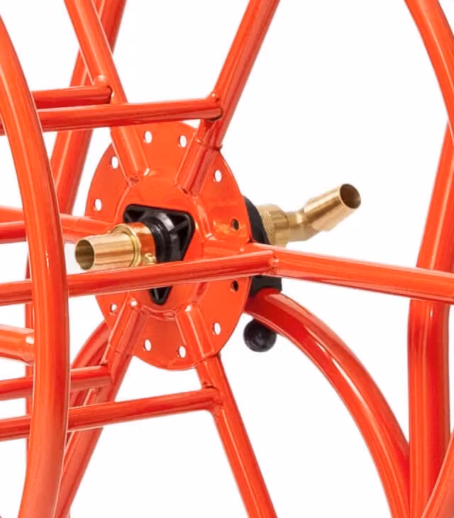 Carrello Avvolgitubo Manuale Agrati in Acciaio Rosso da 80 m con Attacco 3/4" – 2