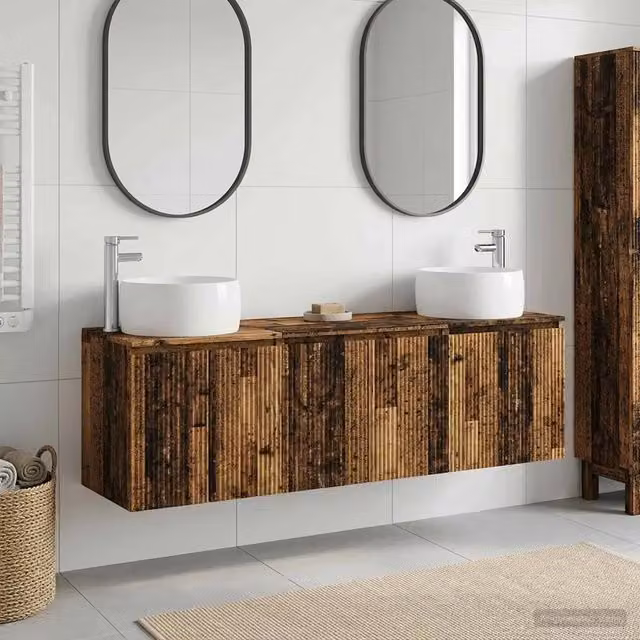 Set di Armadi da Bagno 3 pz Legno antico 49,5 x 44,5 x 66 cm