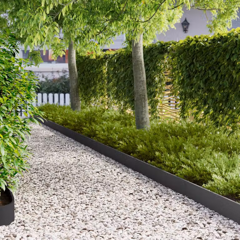 Set di 30 bordure per prato vidaXL in acciaio nero, L: 103 cm, H: 15 cm