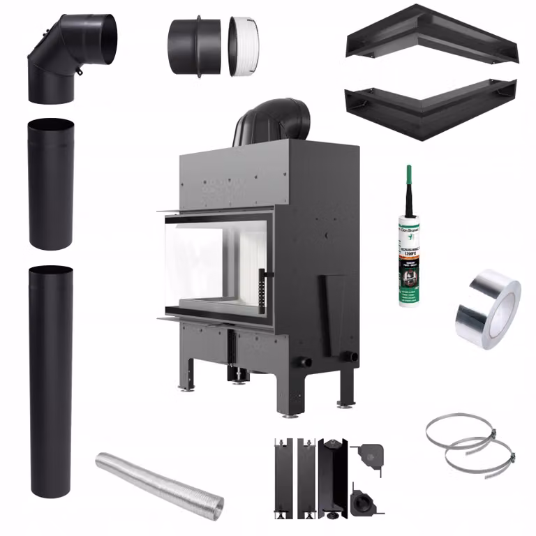 Inserto per caminetto KRATKI FLOKI M Angolo sinistro Kit di installazione da 10 kW
