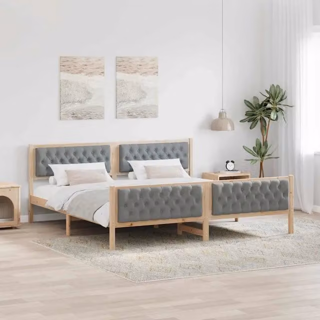 Struttura del letto Grigio chiaro 200 x 200 cm Pino massello 3394268