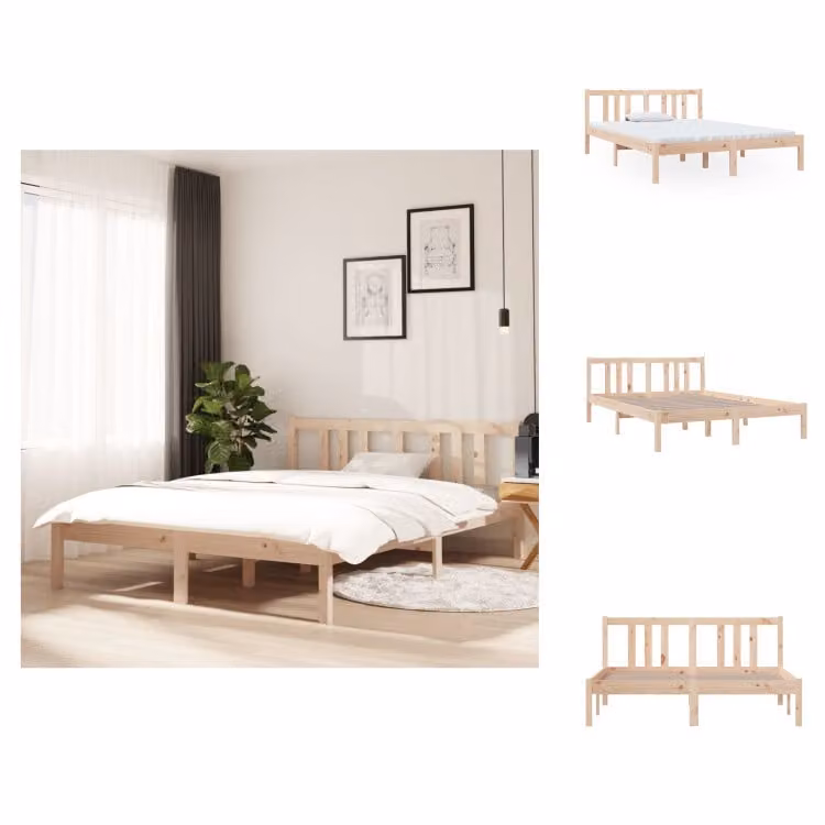 vidaXL Letto in legno massiccio 135x190 cm - Letti e reti