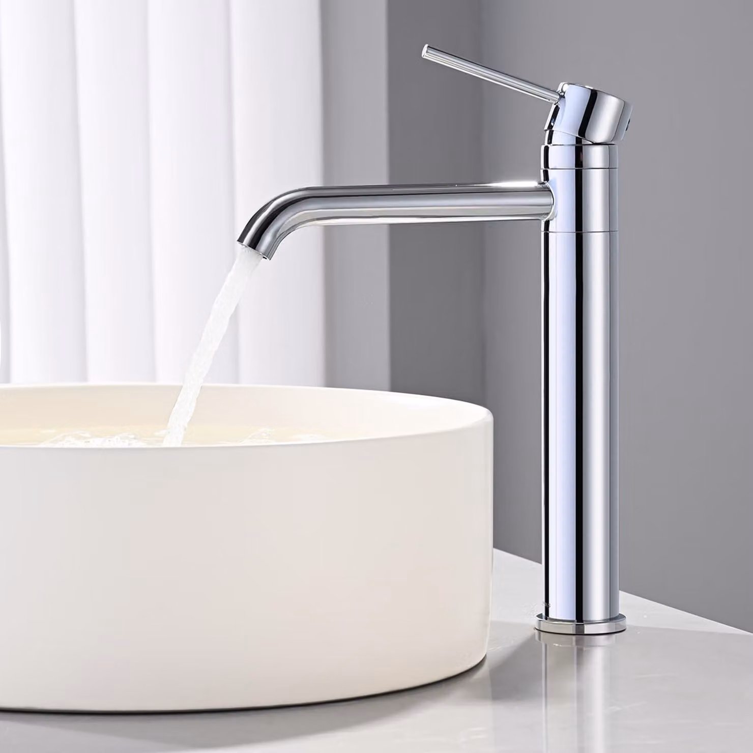 Miscelatore per lavabo, alto, girevole a 360°, cromato, 281 mm