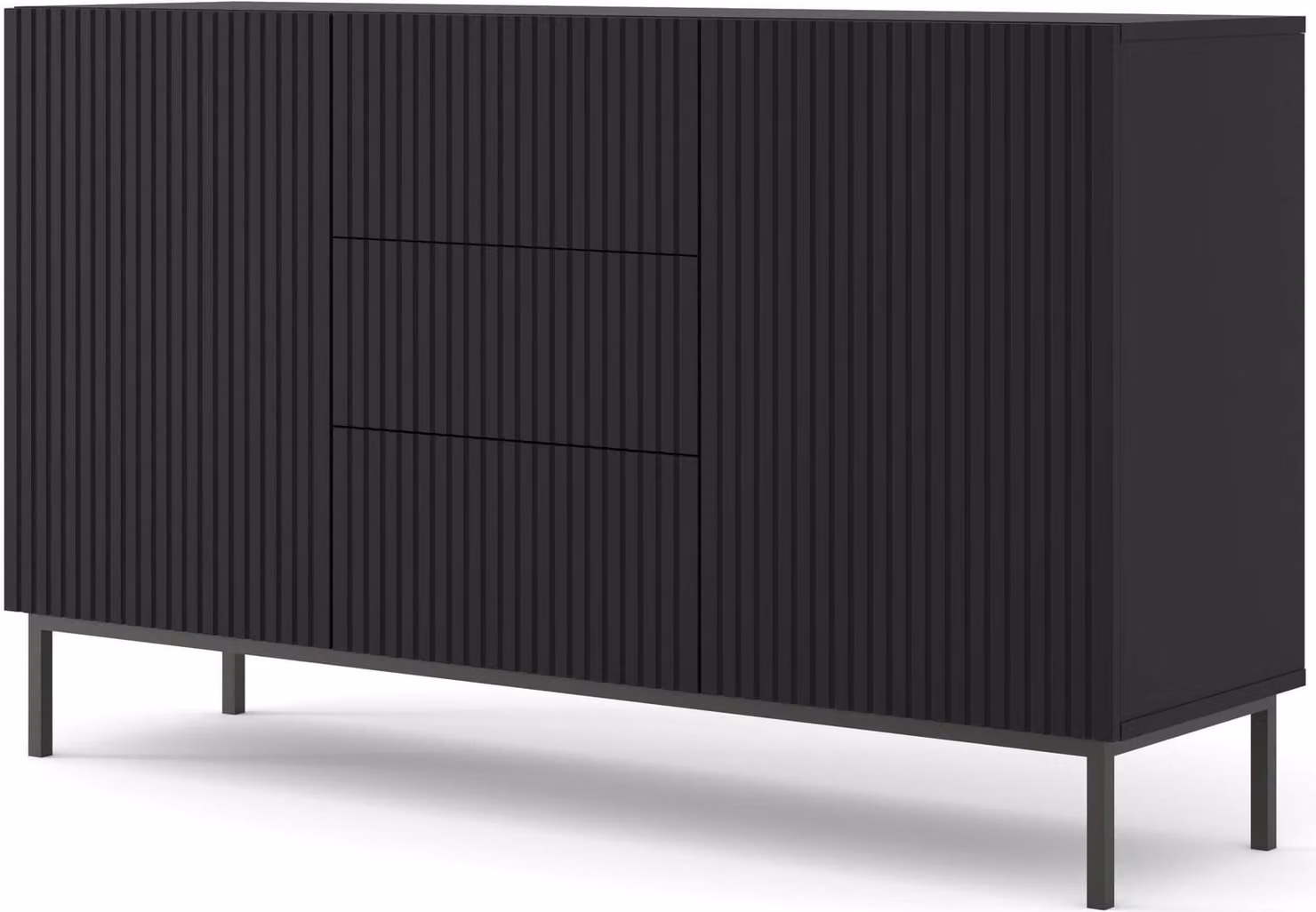 FURNLUX Credenza Ravenna B Nero 150cm / Colore principale: Nero / Dimensioni: 150 x 89 x 42 cm