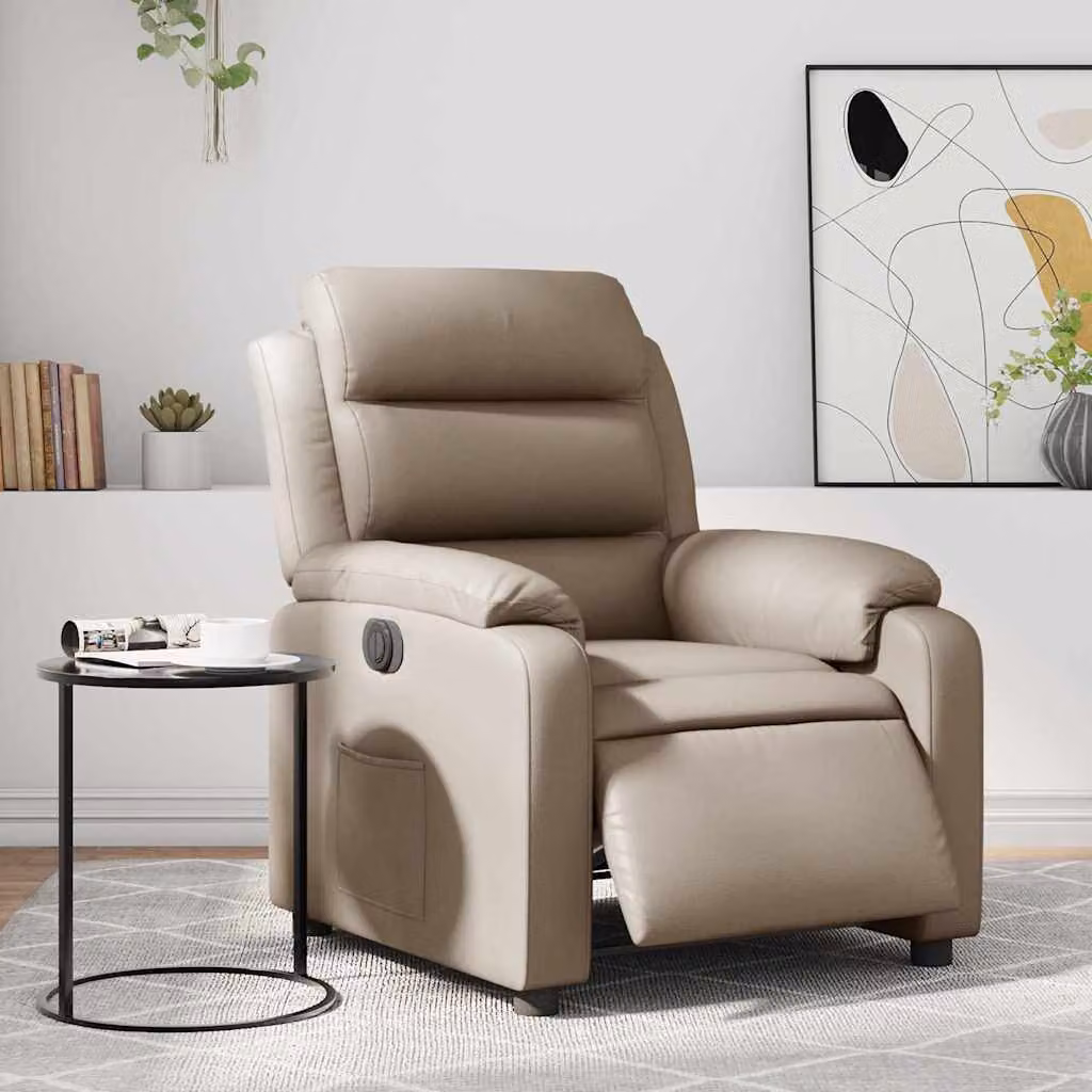 Poltrona Reclinabile Elettrica vidaXL in Similpelle Beige e Marrone con Braccioli e Funzione Auto-Return – 1