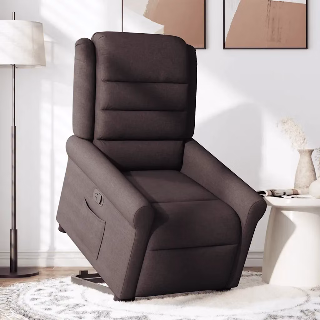 Poltrona Alzapersona Reclinabile vidaXL in Tessuto Marrone con Assistenza Elettrica per Senior – 2