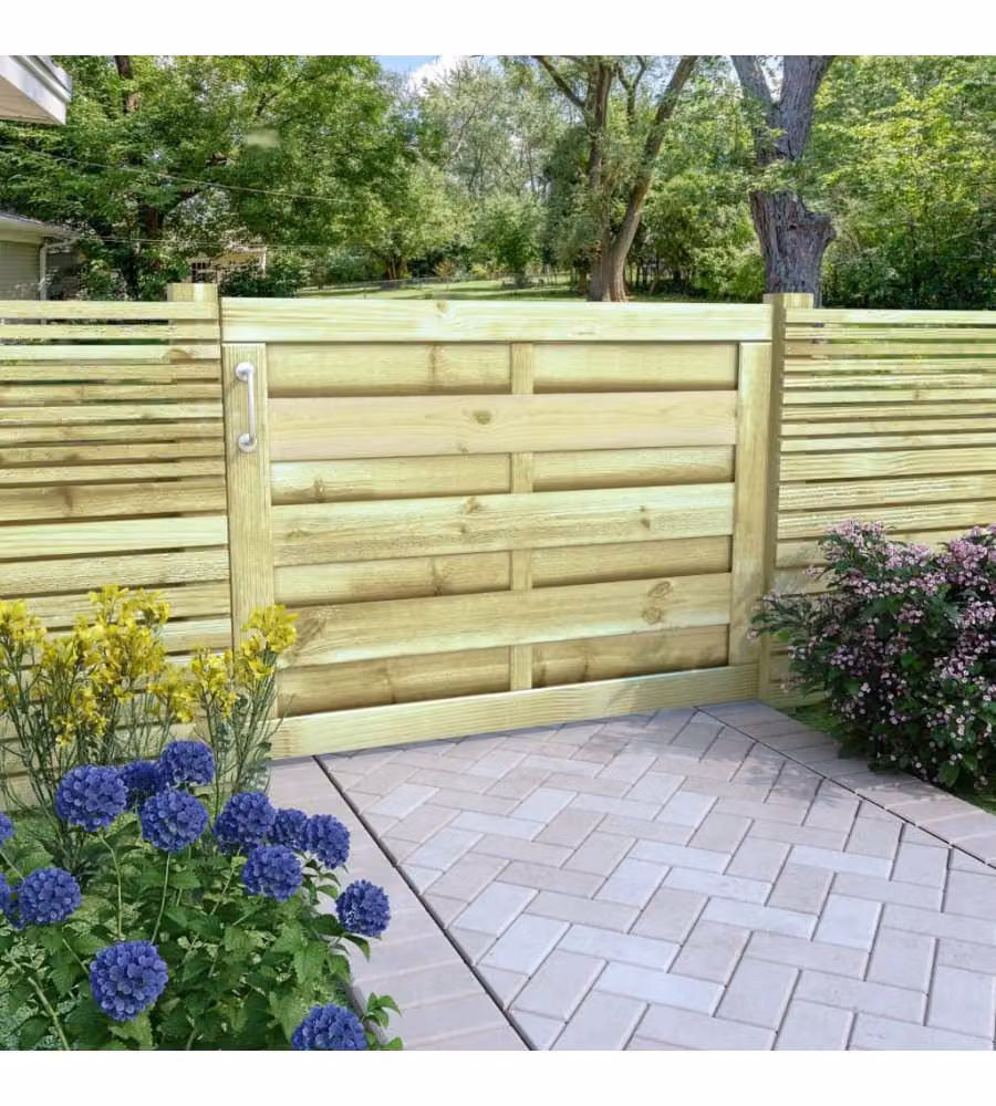 vidaXL Cancello da Giardino a Battente in Legno Impregnato Verde L: 100 cm, H: 75 cm