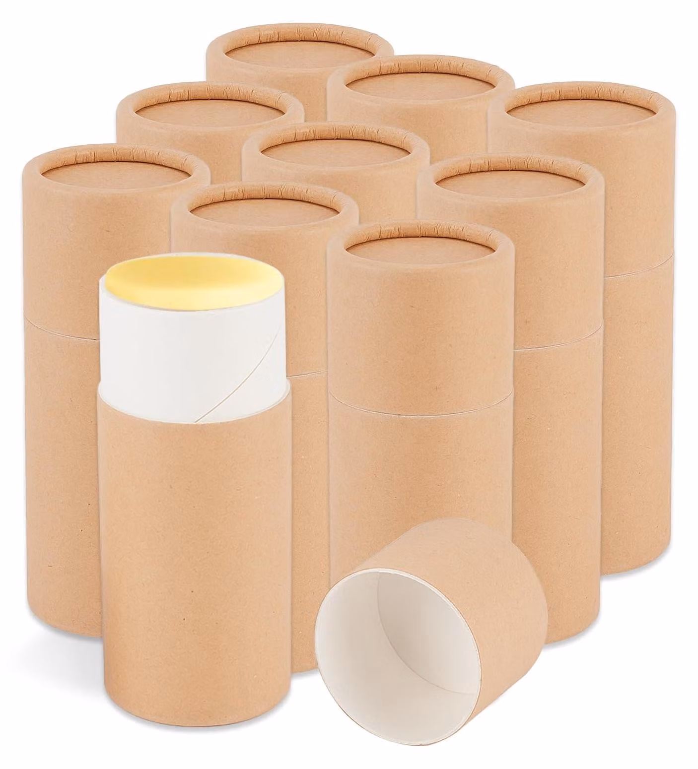 Tubi di cartone, 10 pezzi, 2,1 once, con sistema a pressione, in carta kraft, color marrone
