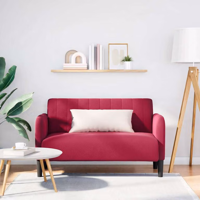 Divanetto vidaXL in Velluto Rosso, L: 124 cm, P: 68 cm, H: 74 cm