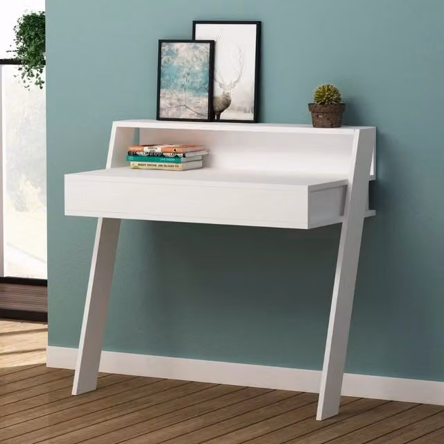 Scrivania da parete GIORDANOSHOP Cowork bianca con cassetto L: 94 cm, P: 50 cm, H: 91 cm