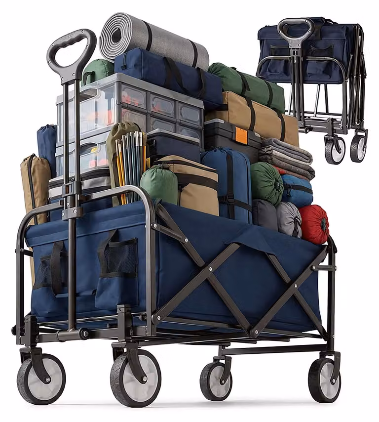 Carrello pieghevole con maniglia regolabile e grande capacità