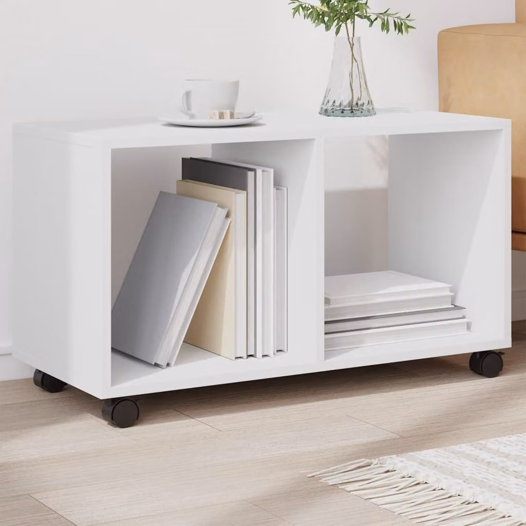 vidaXL Mobiletto con Ruote Bianco in Truciolato L: 72 cm, P: 33 cm, H: 42,5 cm