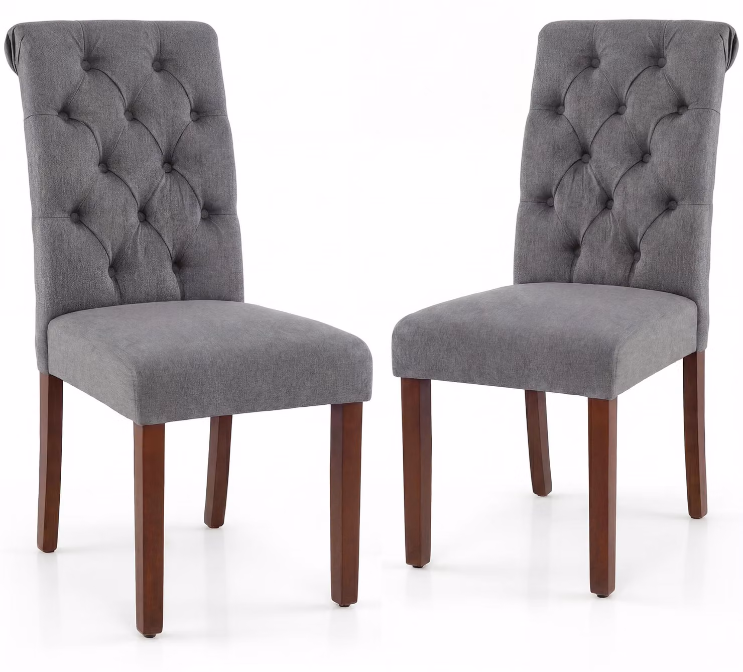 KOMFOTTEU, set di 2 sedie da pranzo, sedia da cucina con schienale alto e seduta imbottita, sedia imbottita con gambe in legno di gomma, sedia da pranzo per cucina, soggiorno e sala da pranzo