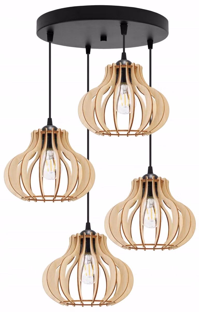 Lampada a sospensione, lampadario da soffitto, legno, paralume LED