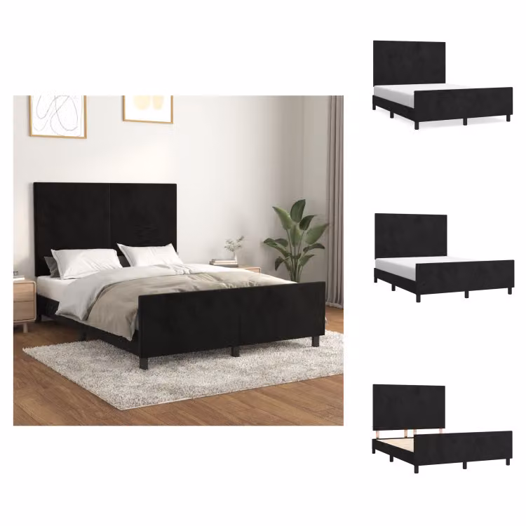 vidaXL Giroletto con testata nera 140x190 cm in velluto - Letti & reti