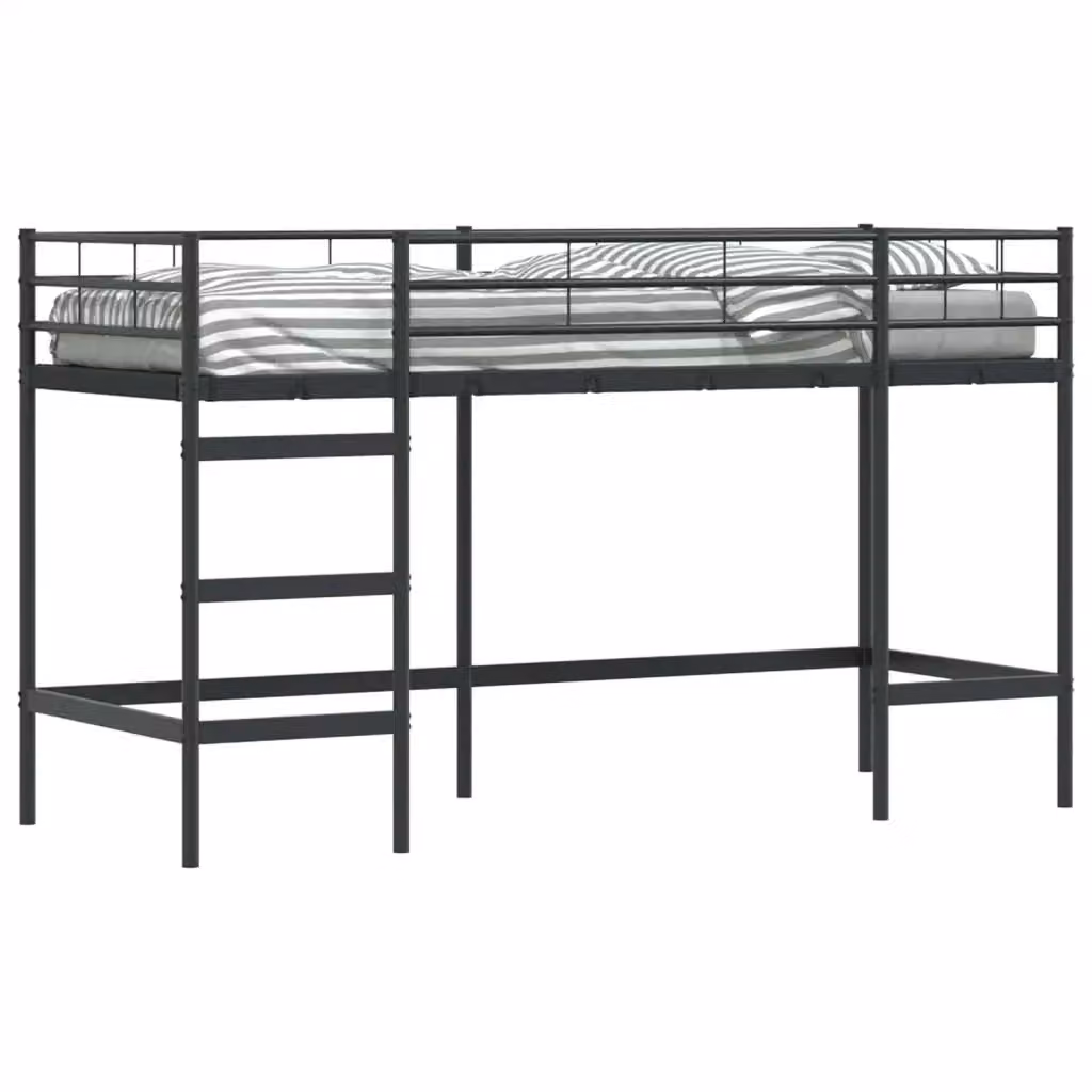 vidaXL Letto a castello per bambini in metallo nero con scala, L/P/H: 200 x 100 x 194 cm – 2