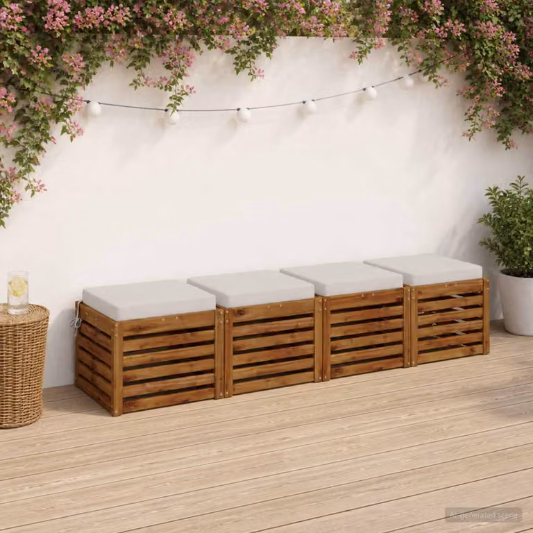Set di 4 cuscini per sedia quadrati vidaXL in poliestere bianco con rivestimento rimovibile e resistente ai raggi UV