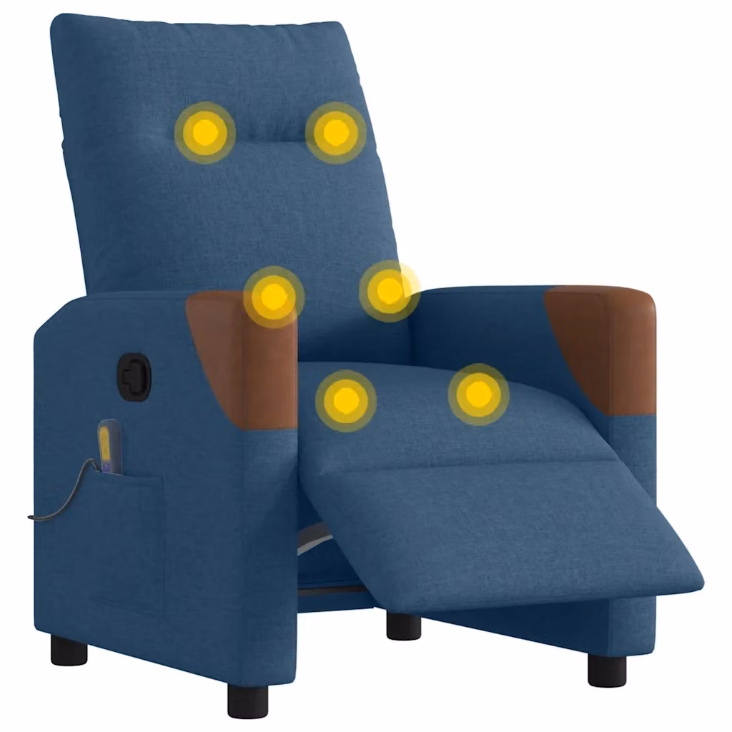 Poltrona Relax Reclinabile Elettrica vidaXL in Tessuto Blu e Marrone con Braccioli – 2