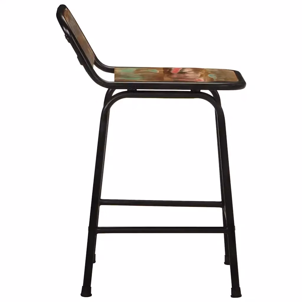 Set di 4 sgabelli da bar moderni vidaXL in legno massello e metallo, L/P/H: 46 x 35,5 x 70 cm – 2