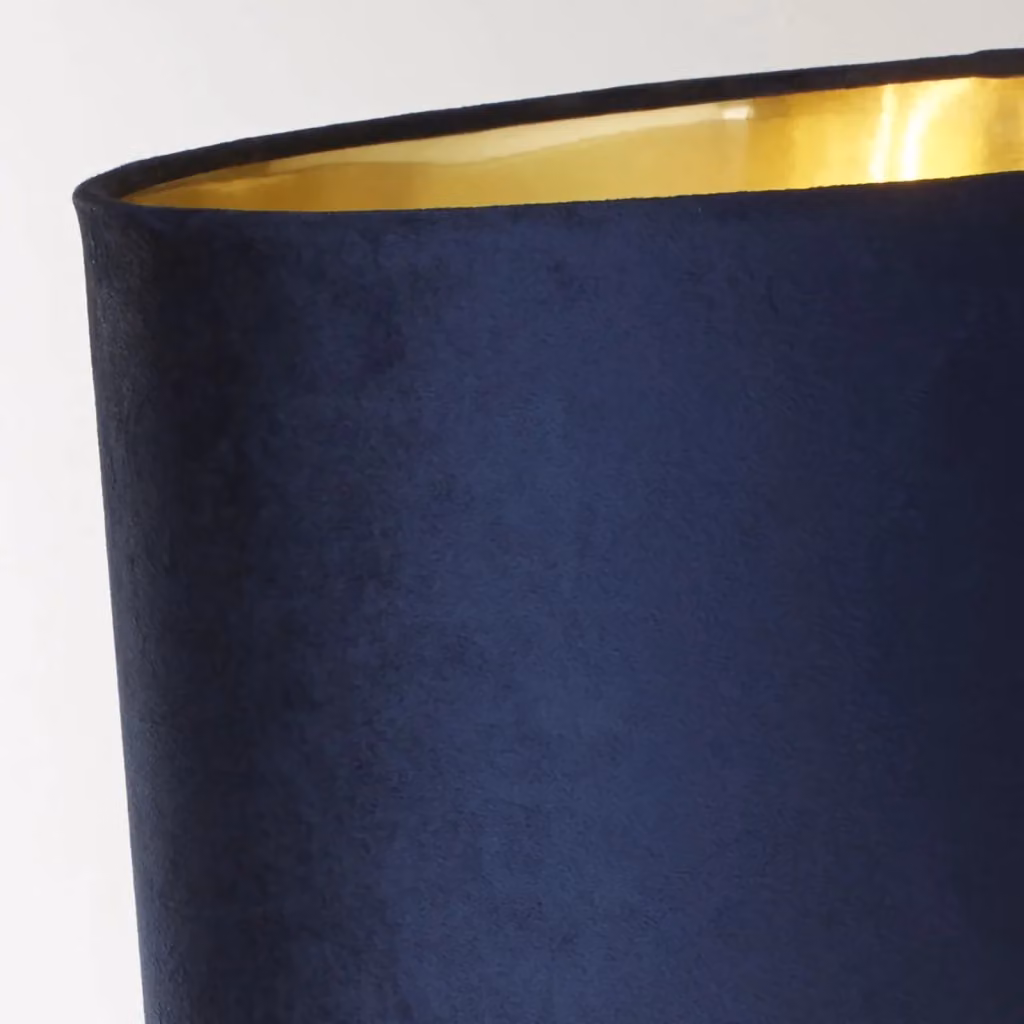 Lampada da tavolo Searchlight in metallo e tessuto blu e ottone con attacco E27 – 2