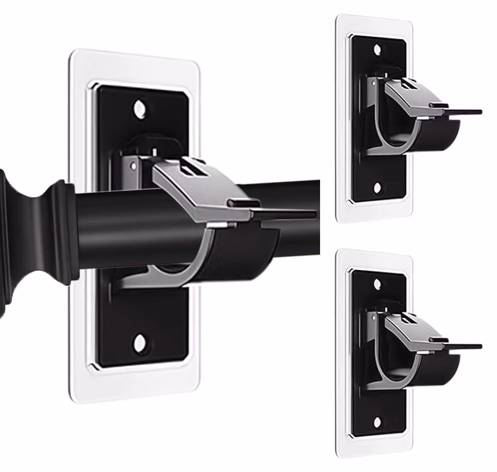 Ganci per tende senza fori, set da 2, adesivi, colore nero