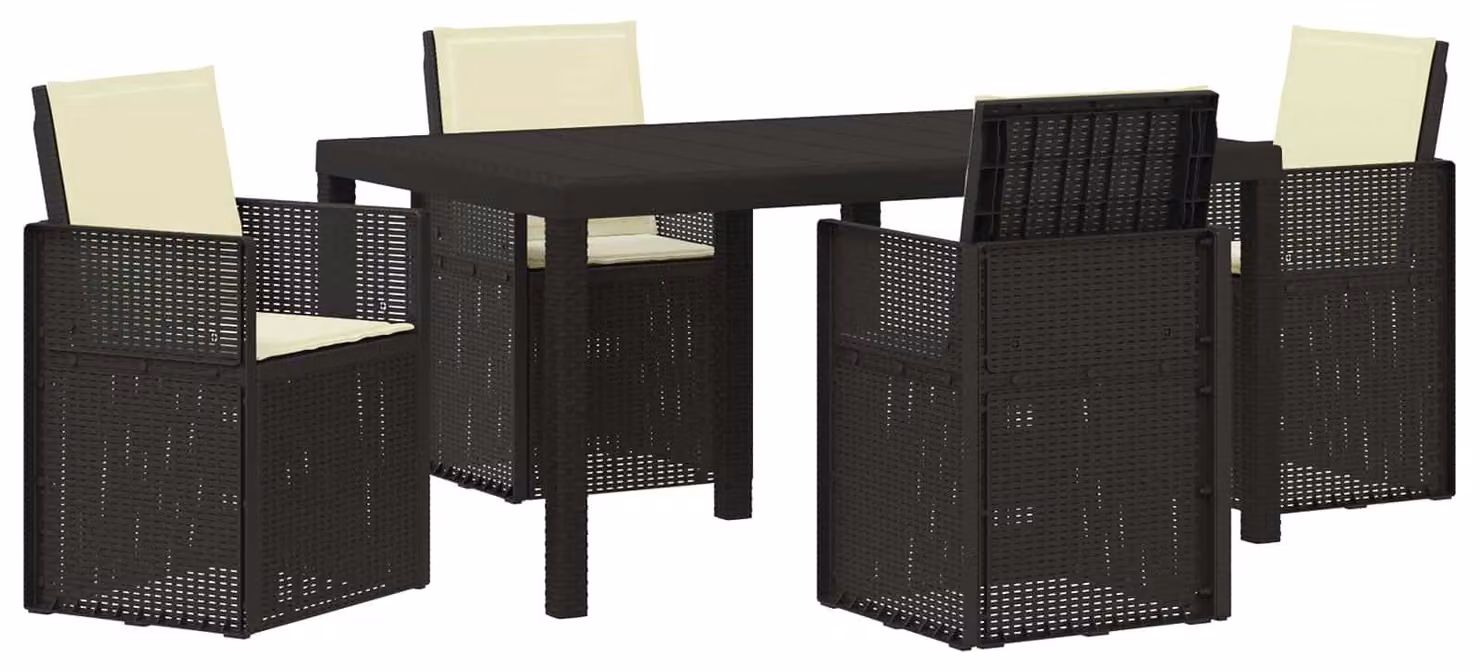 Set da Pranzo per Giardino 5 pcs Antracite e Crema PP
