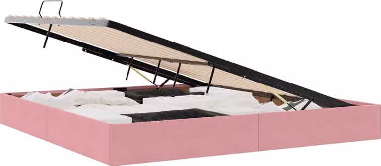 Letto ottomano con archiviazione Rosa 200 x 200 cm Velluto