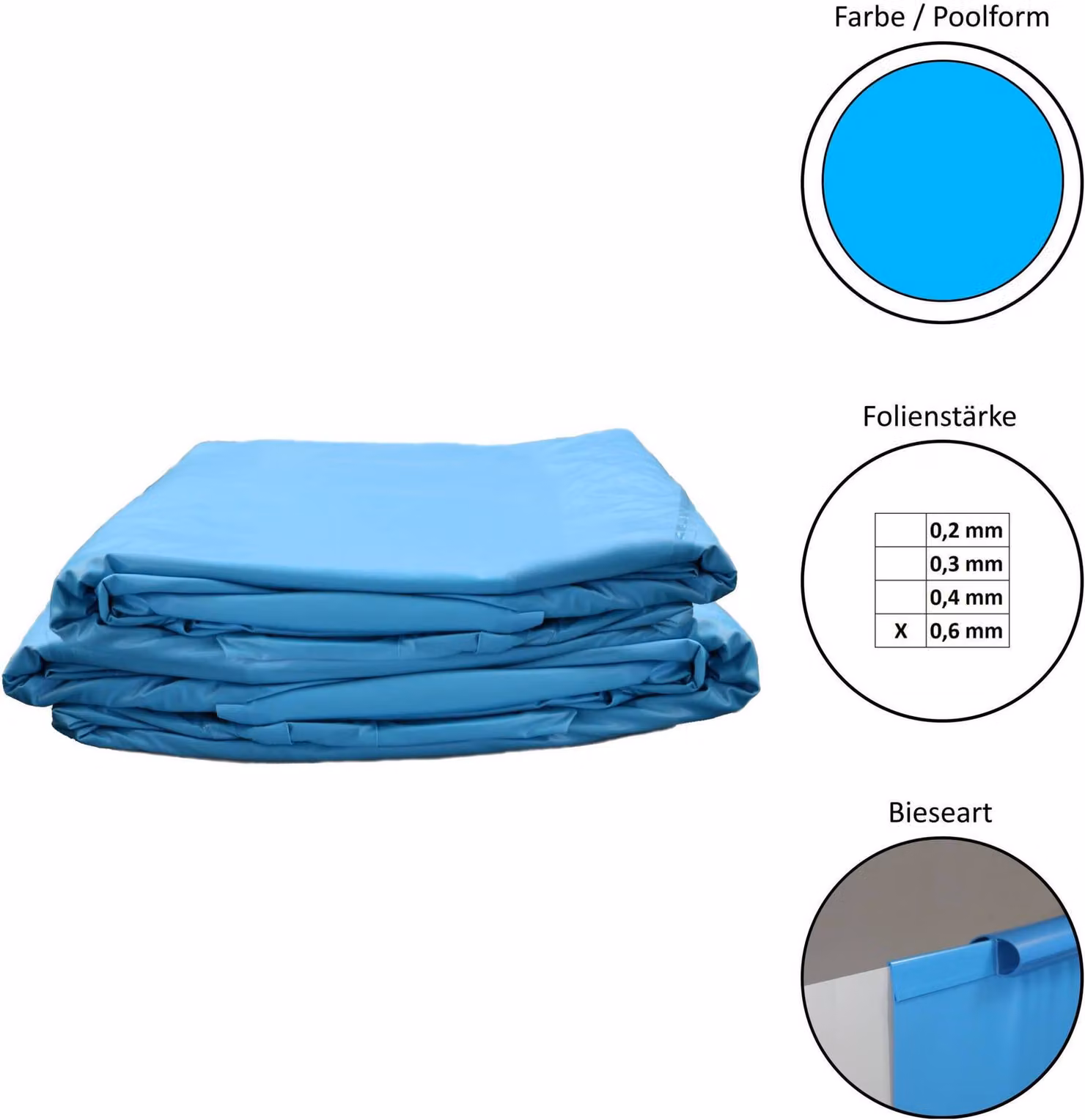 Liner di ricambio per piscina rotondo in varie misure - spessore 0,6 mm - profondità 120 cm - blu - piastrella sospesa Liner di ricambio per piscina rotondo 450x120cm - spessore 0,6 mm - piastrella sospesa - blu