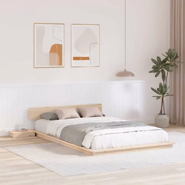 Struttura letto moderna in legno massiccio vidaXL marrone L: 120 cm, P: 200 cm