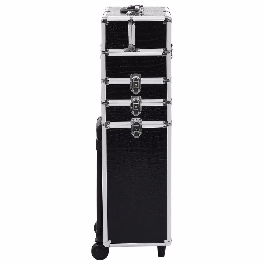 Valigia Trolley per Cosmetici in Alluminio vidaXL Nero con Design Coccodrillo L/P/H: 42 x 22 x 37 cm – 2