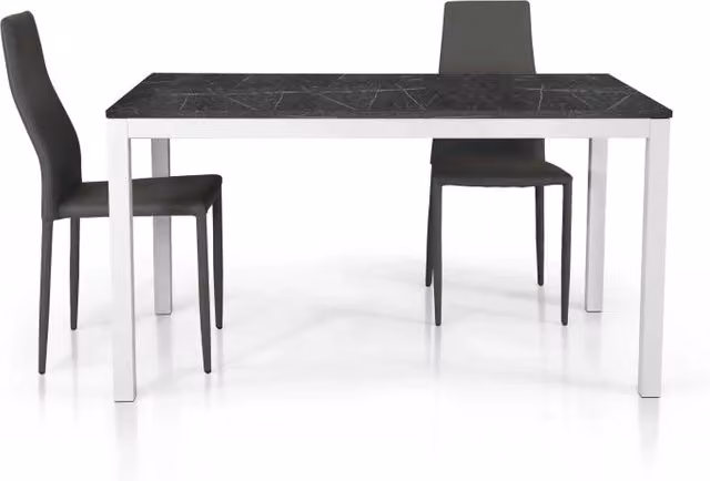 Tavolo allungabile moderno Mobili 2G con piano in nobilitato finitura marmo bianco L: 140 cm, P: 80 cm, H: 75 cm – 4