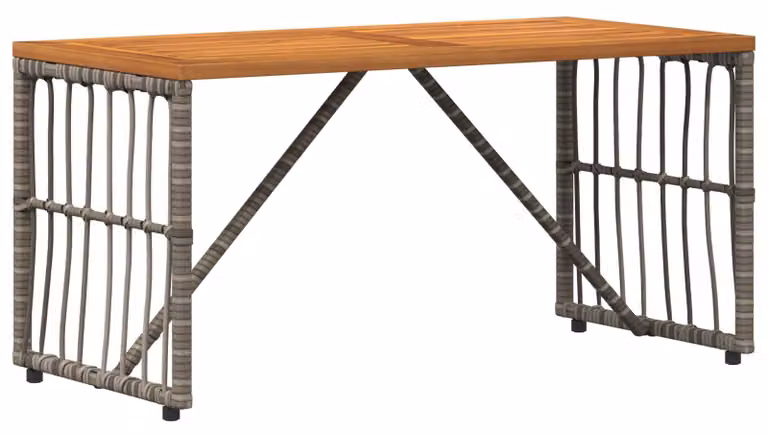 Tavolo da Esterno Grigio 80 x 40 x 40 cm Acciaio e Polyrattan