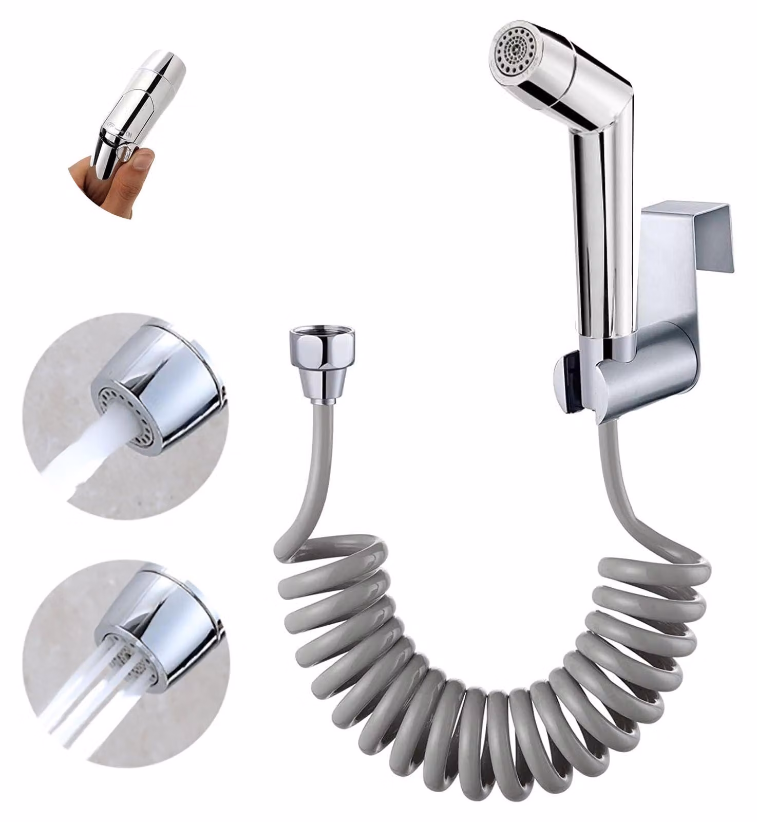 Doccia per bidet con ugello regolabile e tubo flessibile