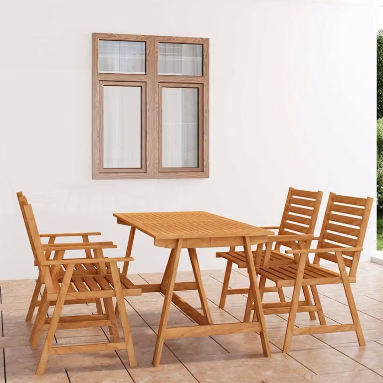 vidaXL Set da Pranzo da Giardino 5 pz in Legno di Acacia Marrone L: 140 cm, P: 70 cm, H: 74 cm
