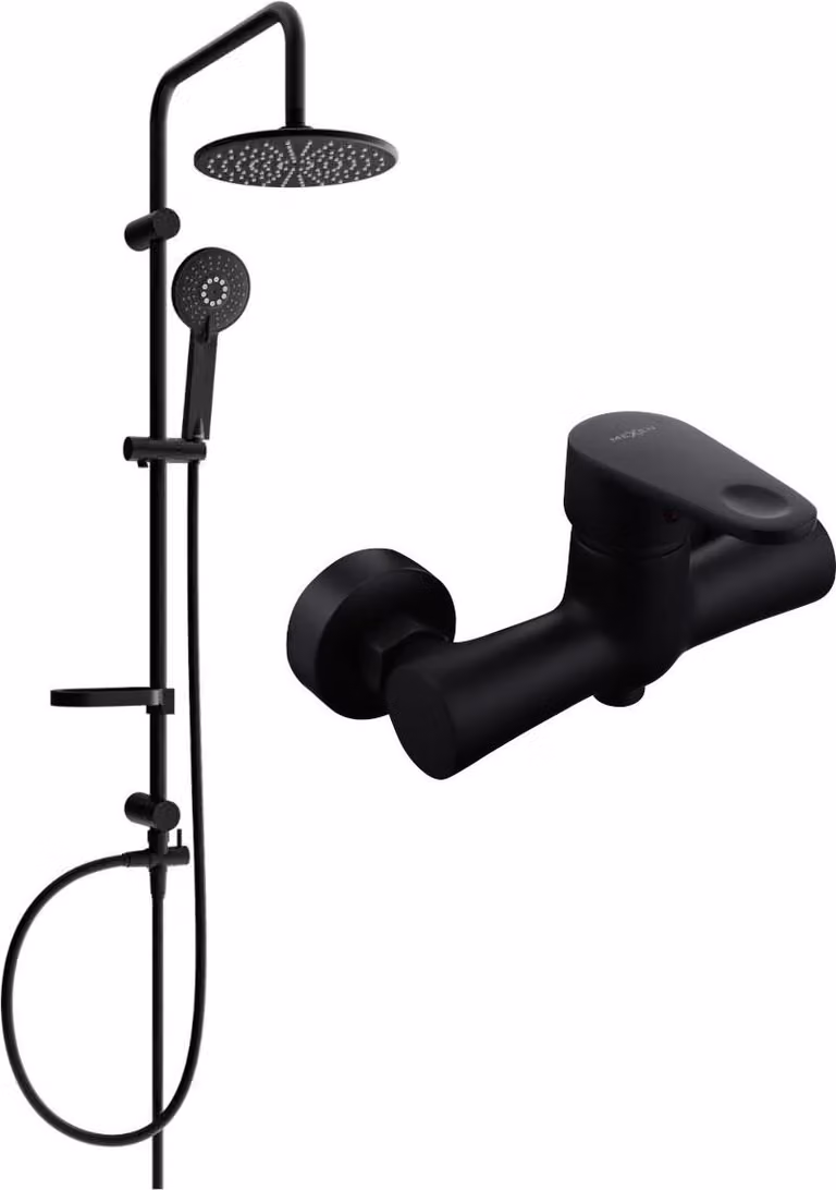 Mexen Carl set doccia esterno con soffione e miscelatore doccia Kama, nero - 72540240-70
