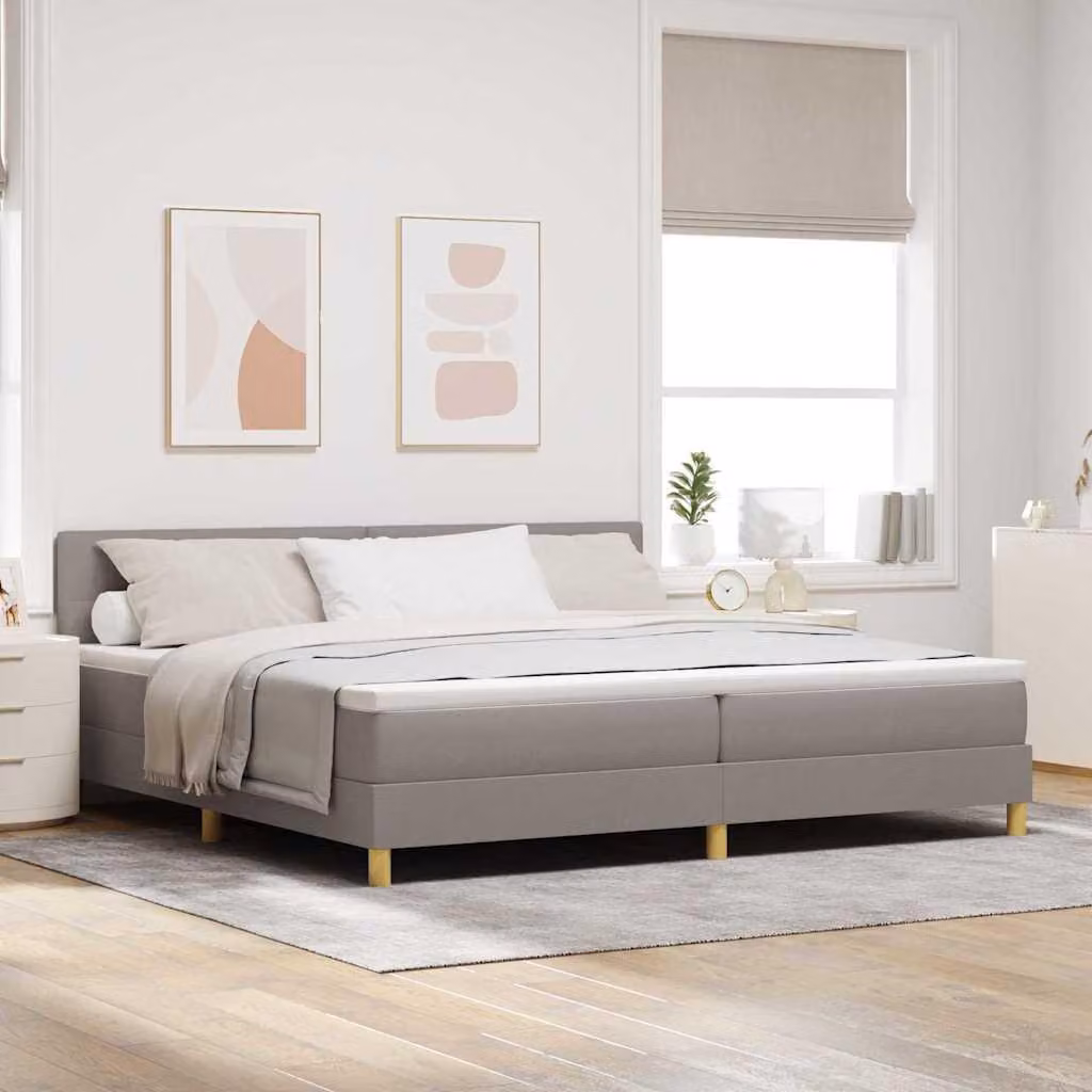 Maison Exclusive - Letto boxspring con cuscini e testiera color taupe, 200 x 200 cm, tessuto