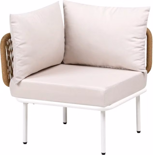 Poltrona da giardino BELIANI in metallo e rattan con tessuto beige stile boho moderno