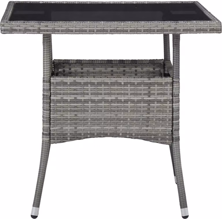 vidaXL Tavolo da pranzo da giardino in polirattan e vetro grigio