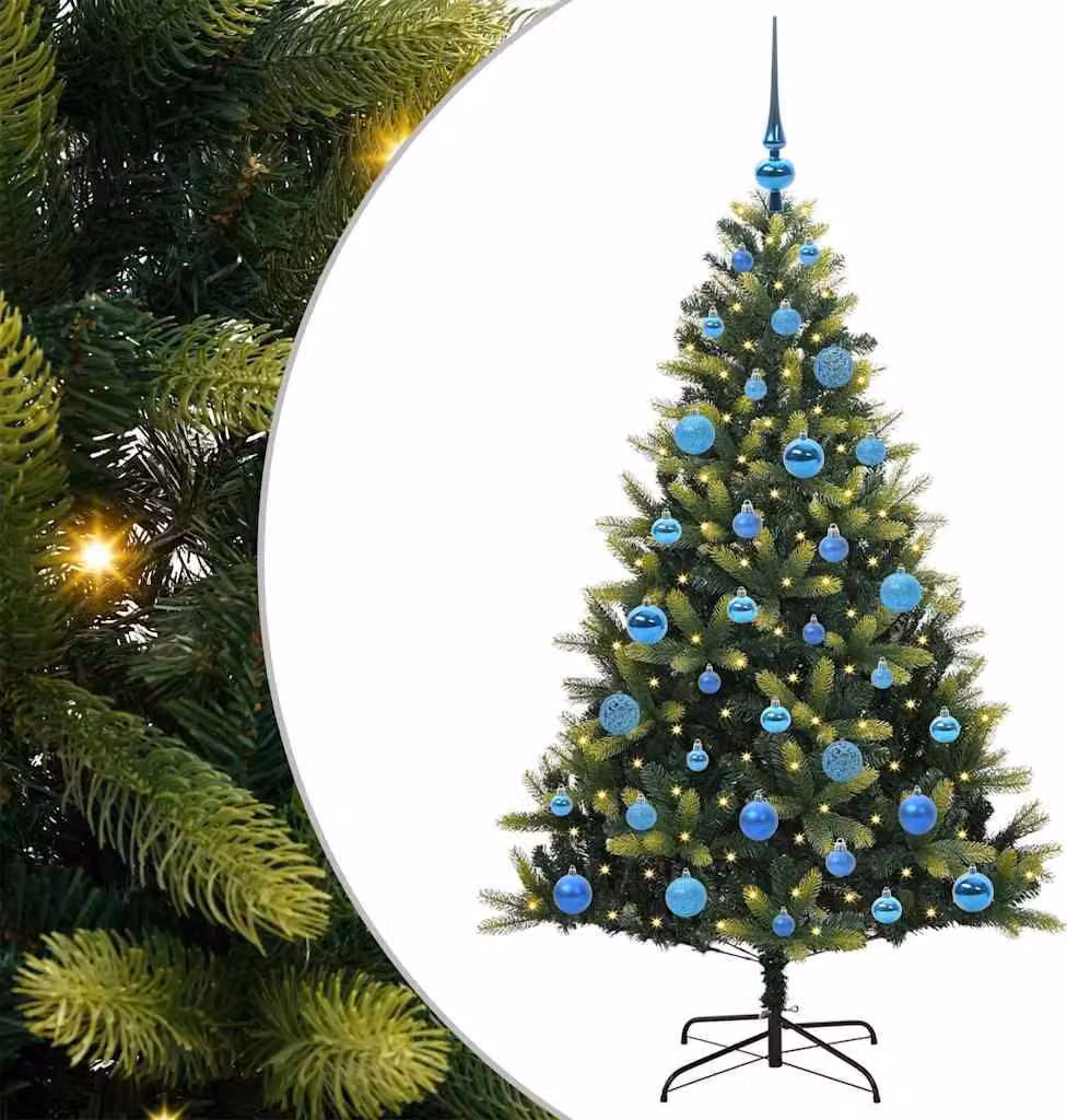 Albero di Natale Artificiale Pieghevole 150 LED Verde 150 cm