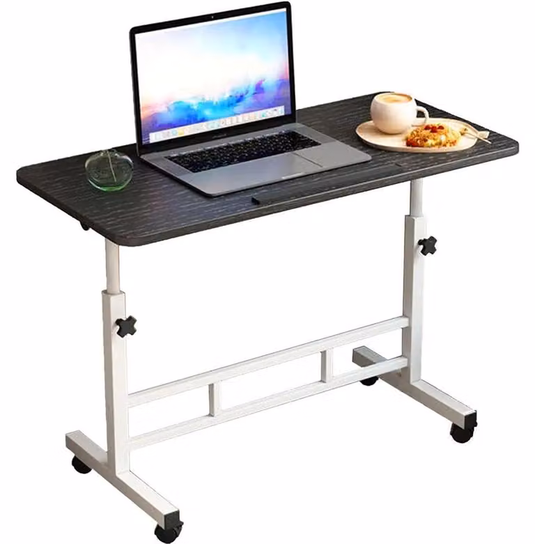Tavolo portatile per laptop - Scrivania su ruote, dimensioni 40x60 cm - Altezza regolabile da 65 a 87 cm - Piano pieghevole e girevole a 180° - Ideale per letto e divano - Colore nero
