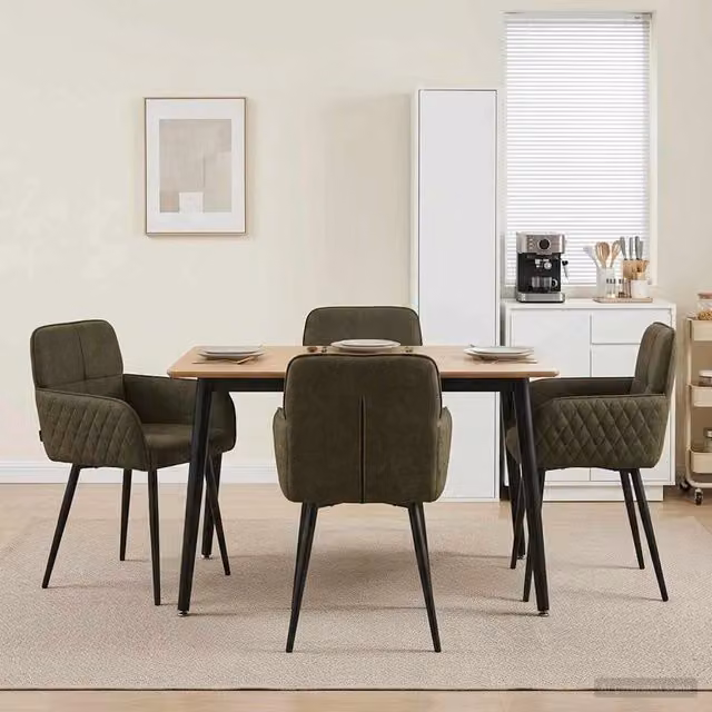 Sedie da pranzo 4 pz Pelle Scamosciata Sintetica Verde militare 3428232