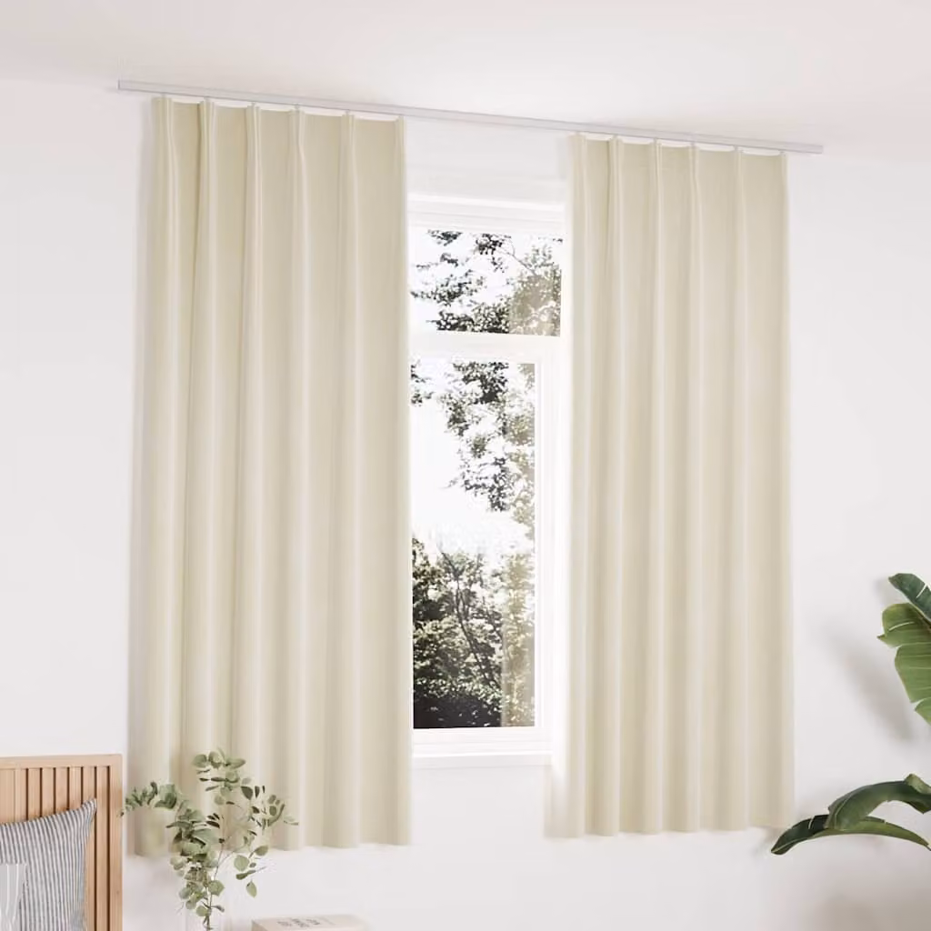 Set di 2 tende oscuranti vidaXL in velluto beige con ganci, L 140 cm x H 175 cm