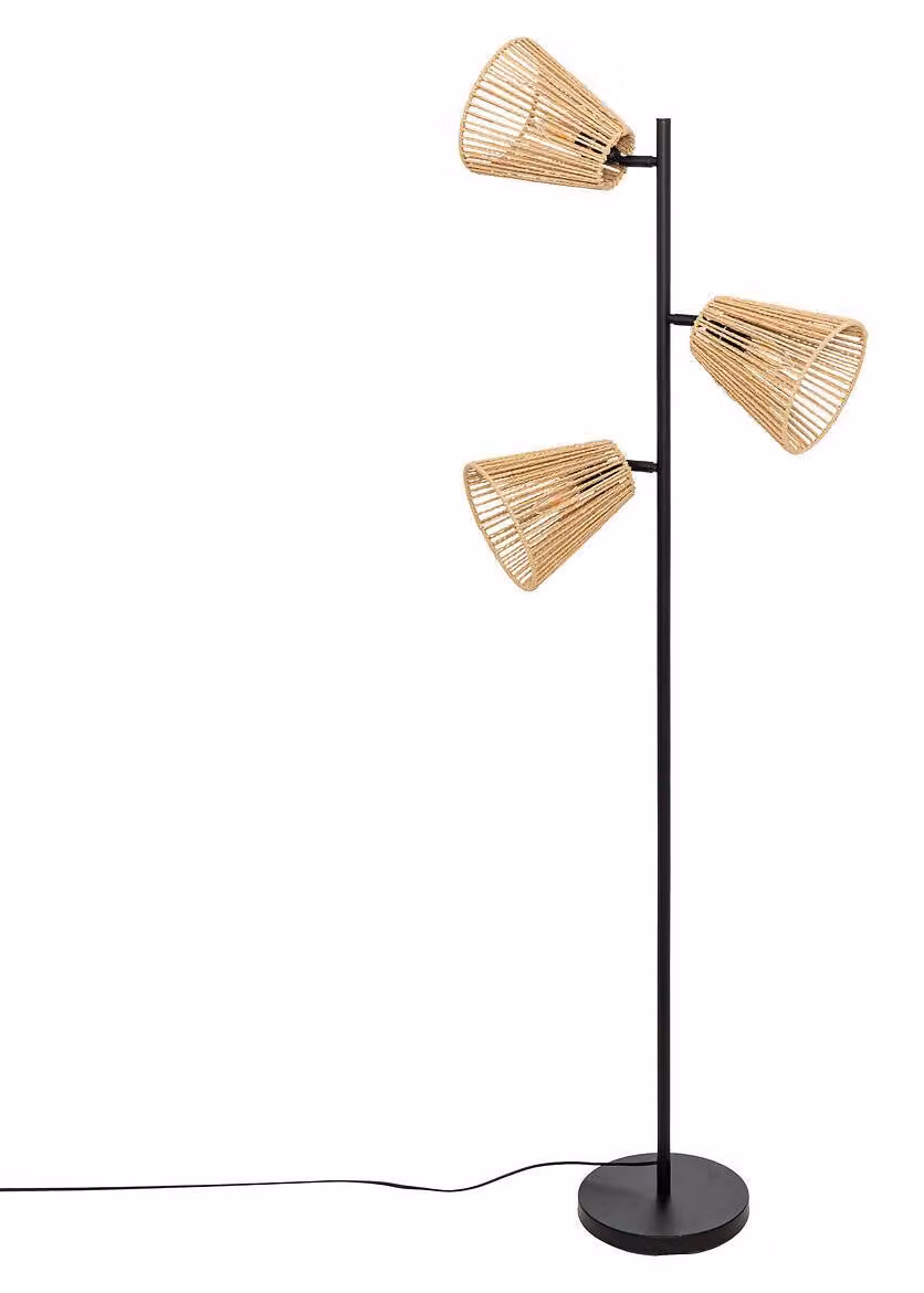Lampada da terra in stile bohémien GIADA, 3 paralumi orientabili, 150 cm