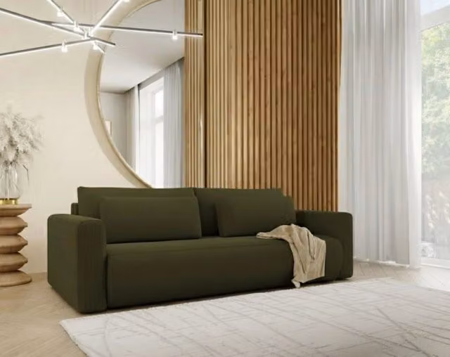 Erbezzo Divano Letto 2 Posti con Contenitore Verde L: 240 cm, P: 105 cm