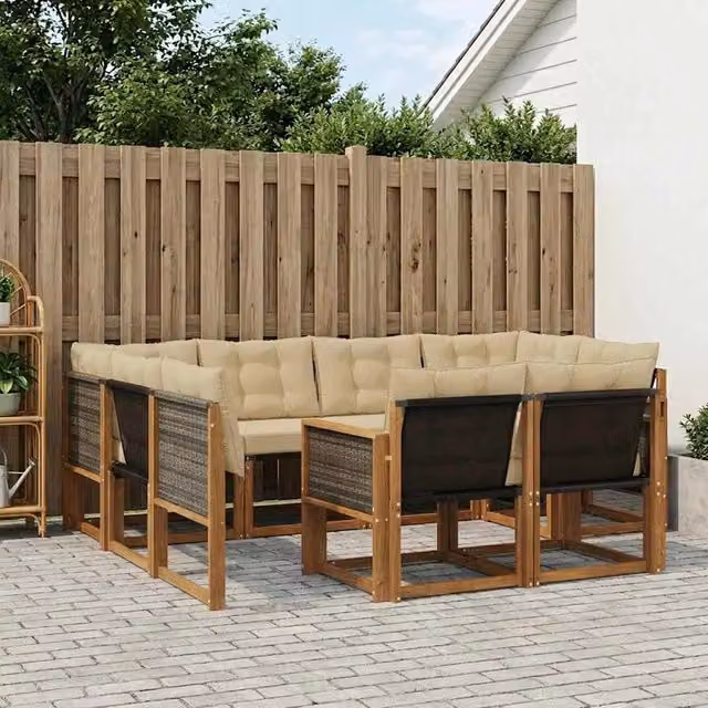 Set di divani da esterno 7 pz Naturale e Beige 3382013