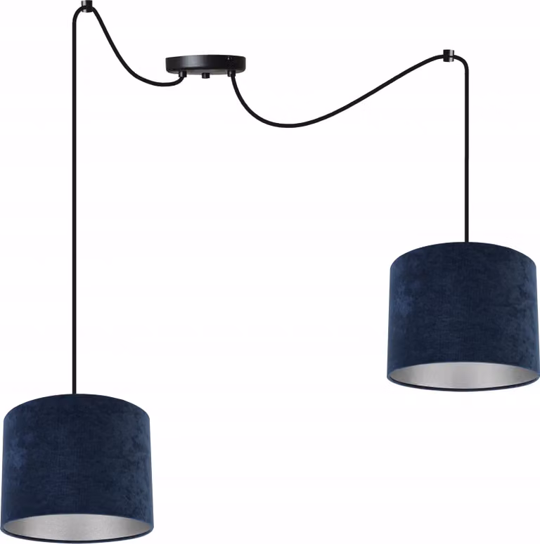 Lampada a sospensione, lampadario da soffitto, cromo, paralume in velluto