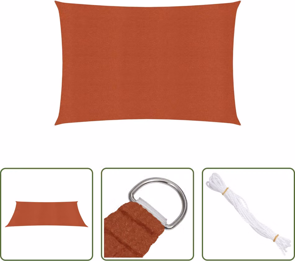 The Living Store tenda da sole 160 g/m² rosso terracotta 2,5x4,5 m HDPE