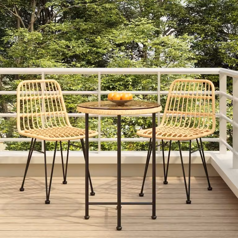 Maison Exclusive - Set da pranzo da giardino in rattan sintetico, 3 pezzi