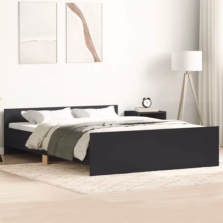 vidaXL Giroletto con Testiera e Pediera Nero L: 120 cm, P: 200 cm