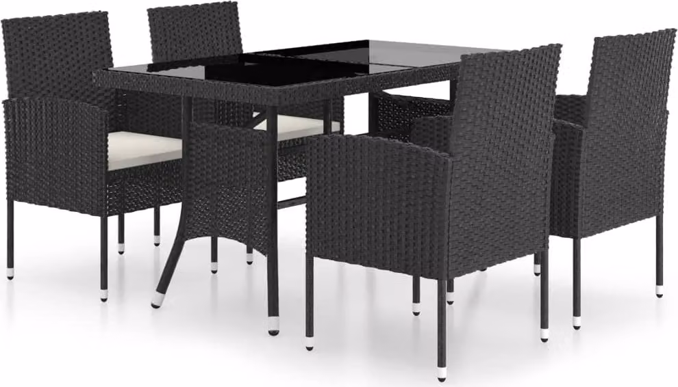 Set Mobili da Pranzo per Giardino 5 pz in Polyrattan Nero